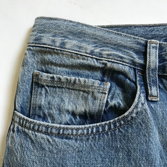 Frame Le Low Baggy Wide Leg Jeans Womens 32 Blue Relaxed Fit Button Fly Y2K Boho - Picture 6 of 14